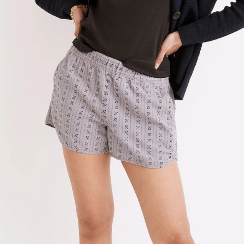 Madewell Pull-On Dolphin Shorts in Jacquard Stripe Size Small